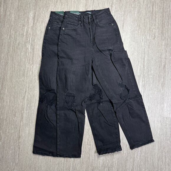 Wild Fable Lot of 2 Super-High Rise Taper Jeans Black Distressed Sz 2 27" Ins - Picture 1 of 10
